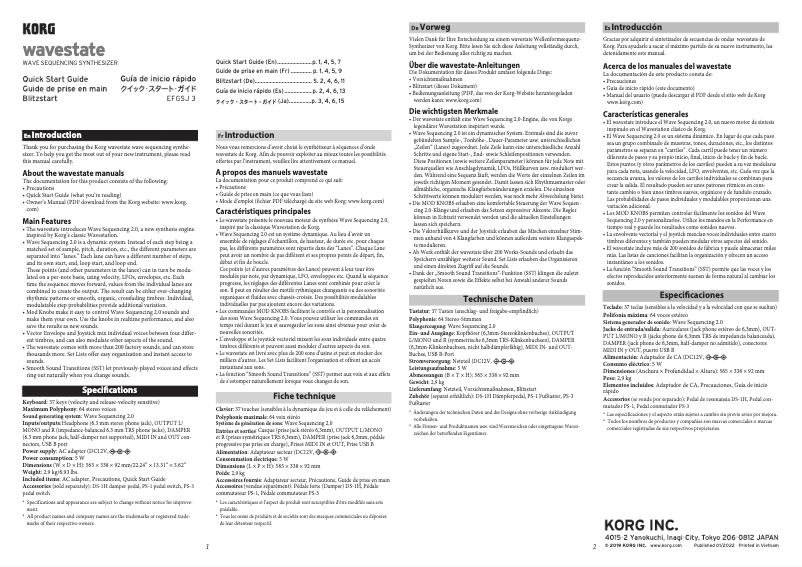 Página 1 del manual Guía de inicio rápido Korg Wavestate