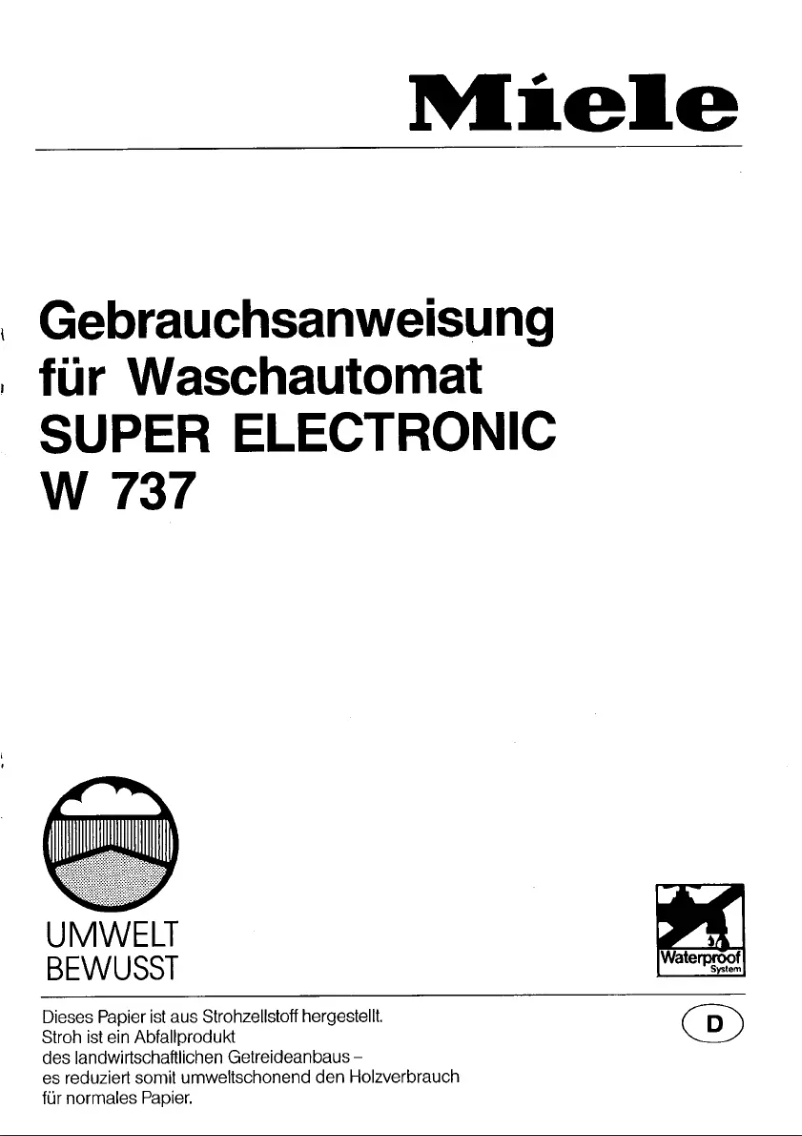 Page 1 de la notice Manuel utilisateur Miele Super Electronic W 737