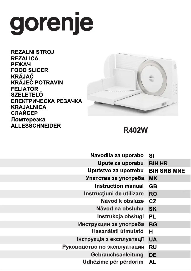 Page 1 de la notice Manuel utilisateur Gorenje R402W