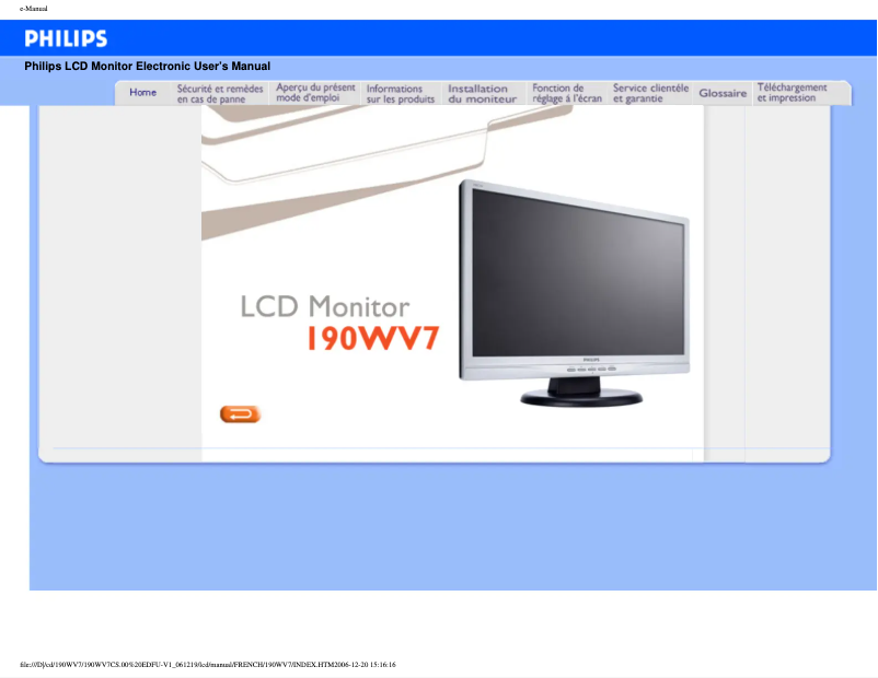 Página 1 del manual Manual de usuario Philips 190WV7CS