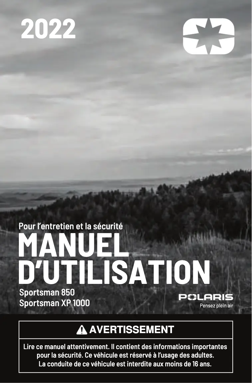 Page 1 de la notice Manuel utilisateur Polaris Sportsman XP 1000 (2022)