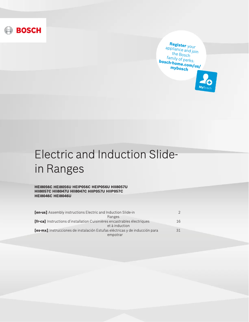 Page 1 de la notice Guide d'installation Bosch HIIP057U