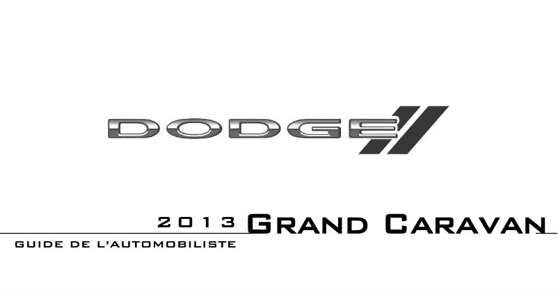 Page 1 de la notice Manuel utilisateur Dodge Grand Caravan (2013)