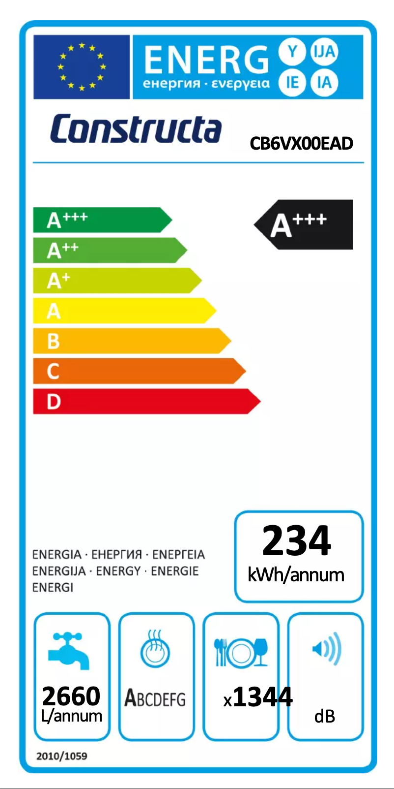 Page 1 de la notice Label énergétique Constructa CB6VX00EAD