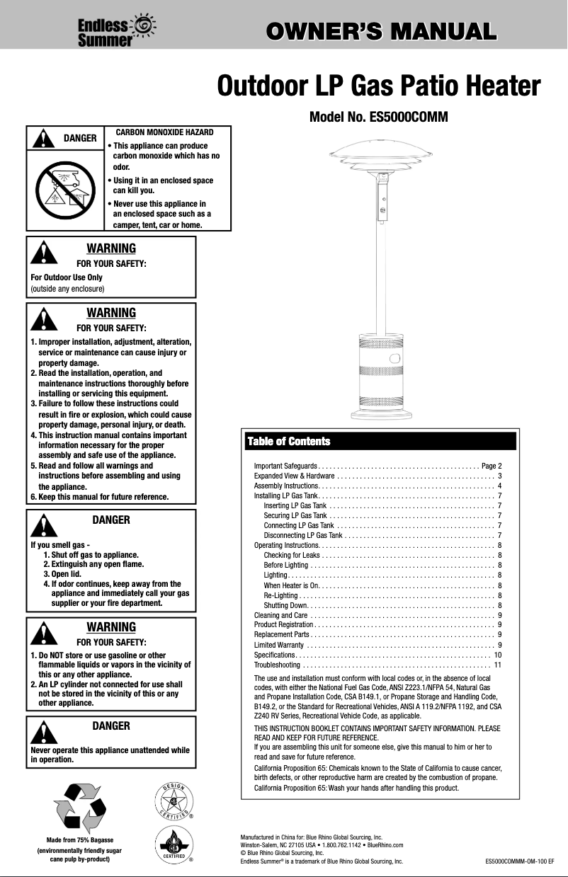 Page 1 de la notice Manuel utilisateur Endless Summer ES5000COMM