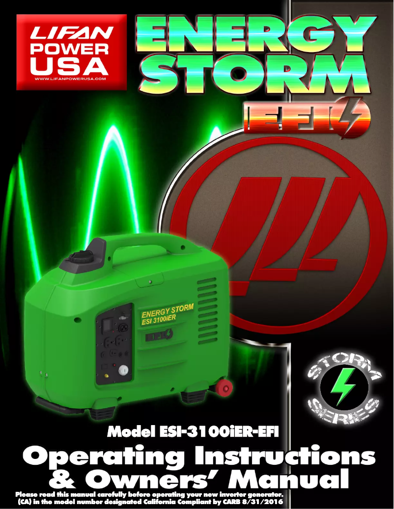 Page 1 de la notice Manuel utilisateur Lifan Energy Storm 3100iER-EFI