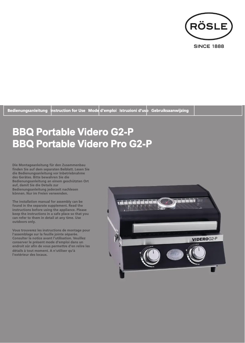 Imagen de la primera página del manual del dispositivo VIDERO PRO G2-P