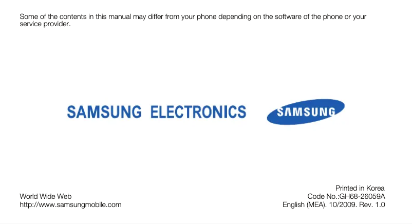 Page 1 de la notice Manuel utilisateur Samsung B3410