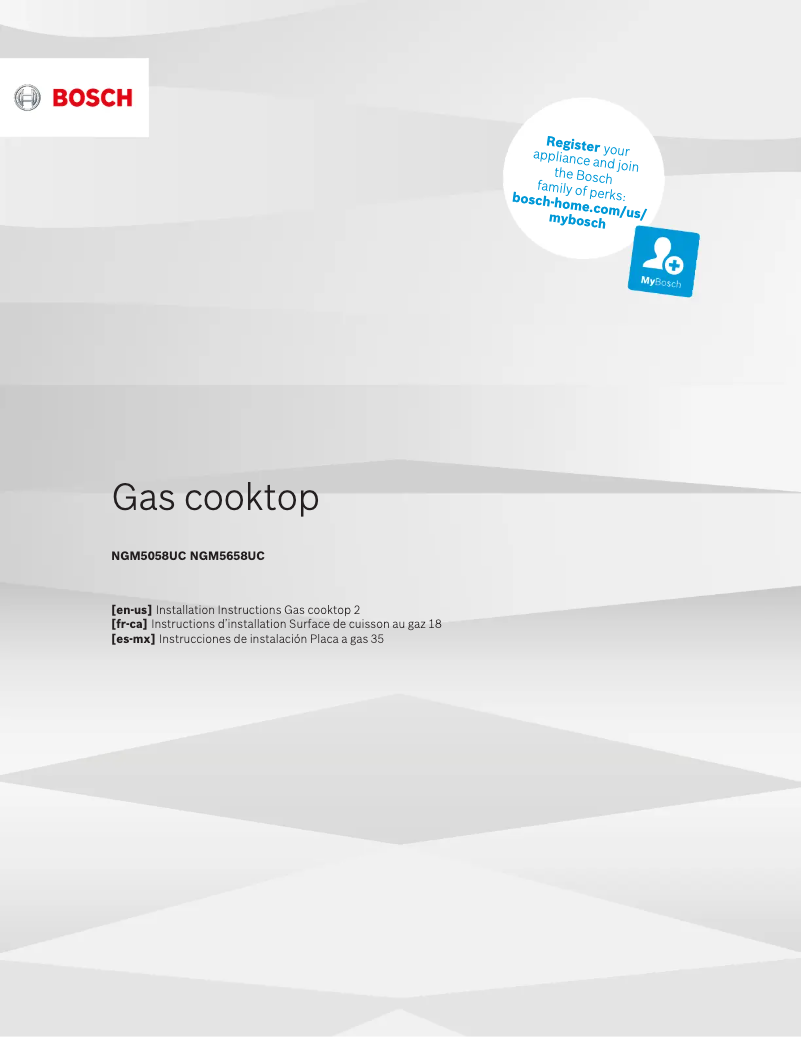 Page 1 de la notice Guide d'installation Bosch NGM5058UC