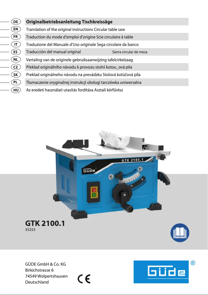 Page n°1 - Manuel utilisateur Güde GTK 2100.1
