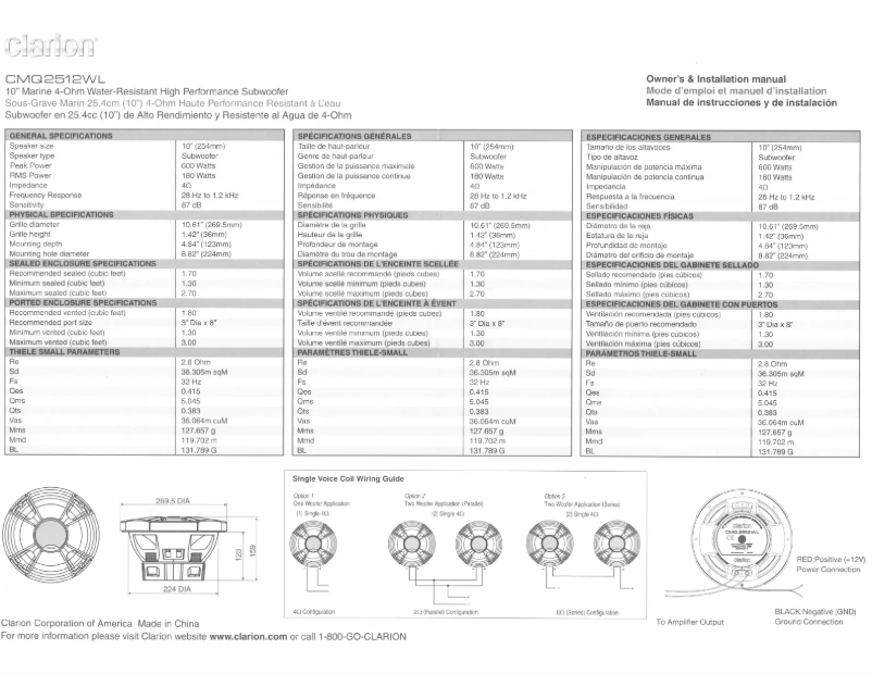 Image de la première page du manuel de l'appareil CMQ2512WL