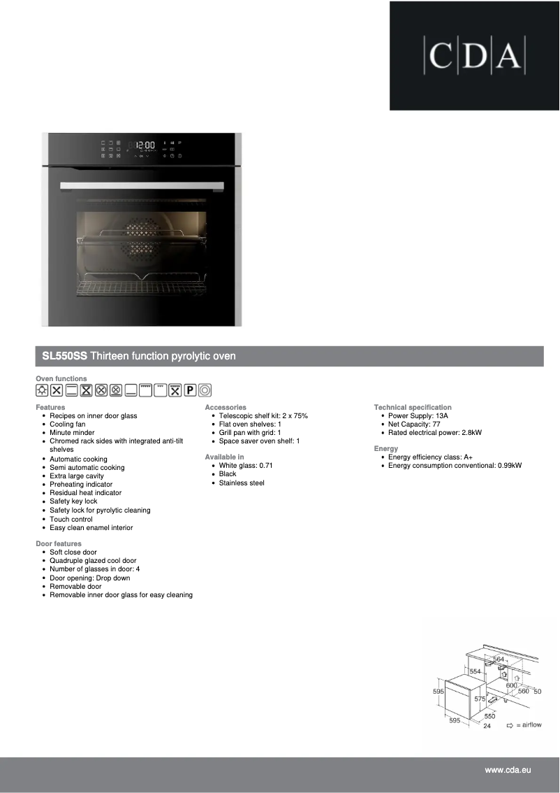 Page n°1 - Fiche technique CDA SL550SS