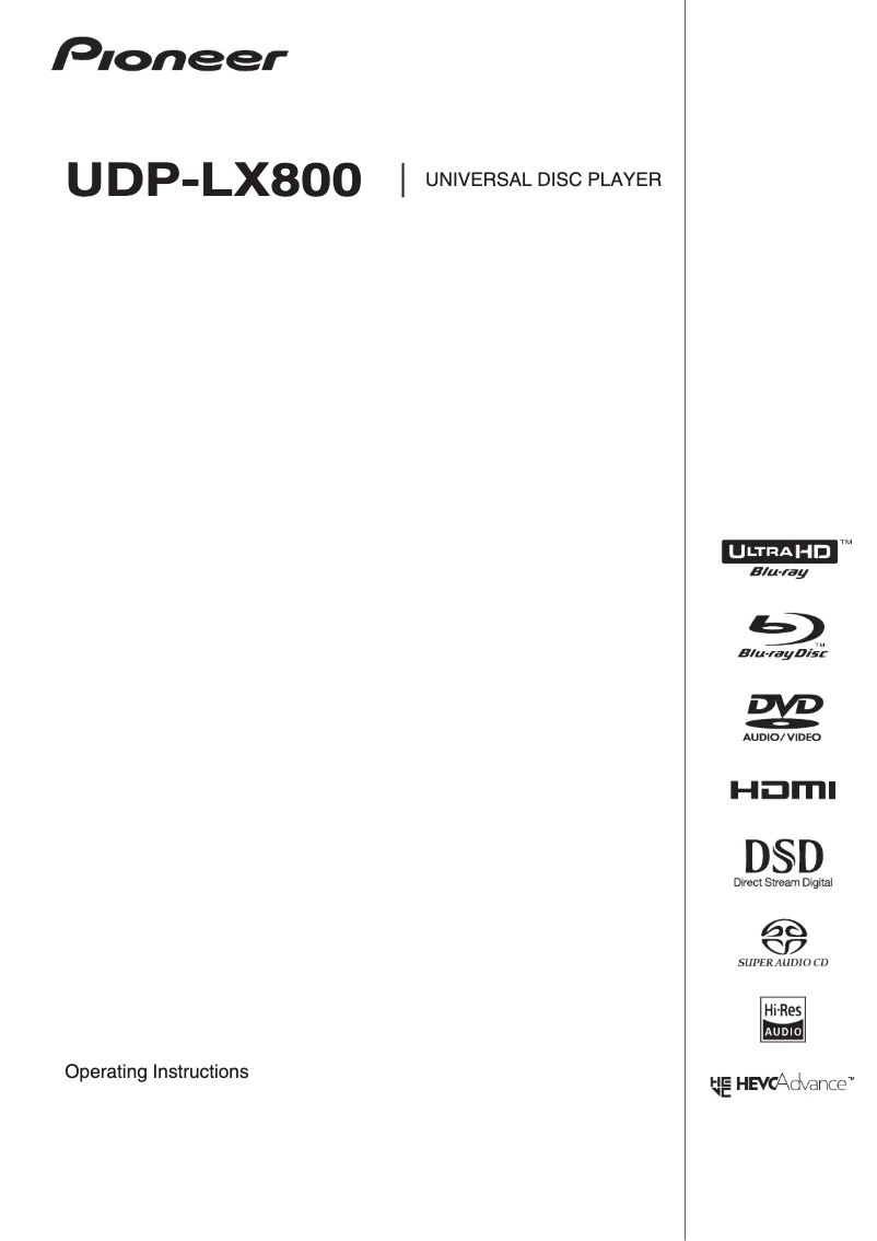 Page n°1 - Manuel utilisateur Pioneer UDP-LX800