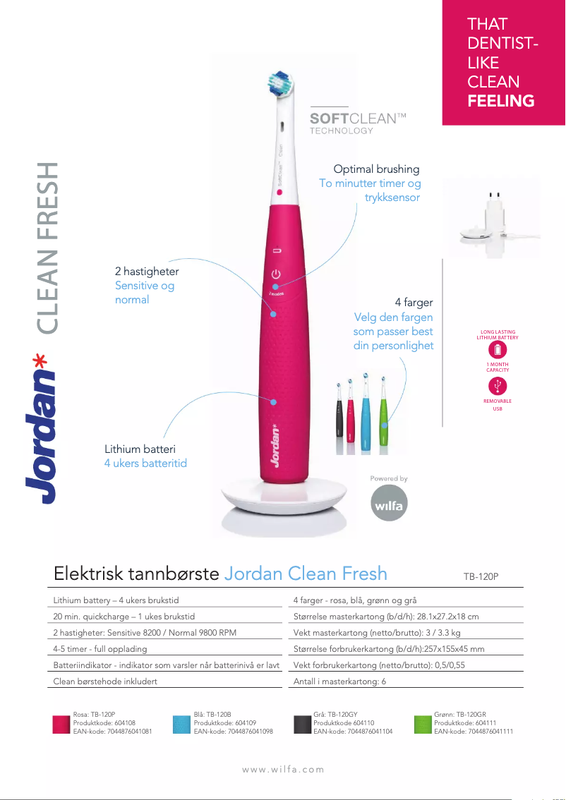 Page n°1 - Fiche technique Jordan Clean Fresh
