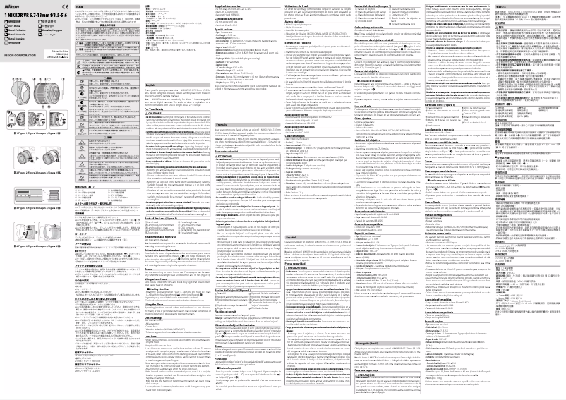 Page 1 de la notice Manuel utilisateur Nikon 1 NIKKOR VR 6.7-13mm f/3.5-5.6