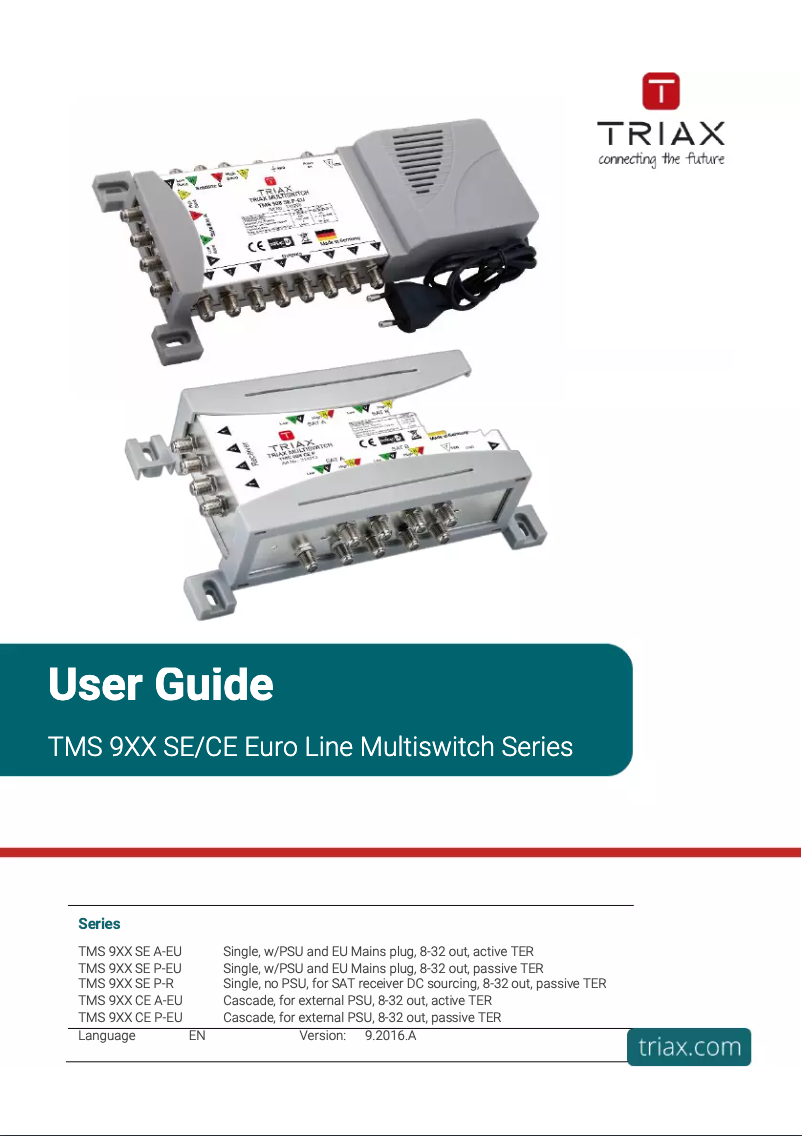 Page 1 de la notice Manuel utilisateur Triax TMS 932 CE
