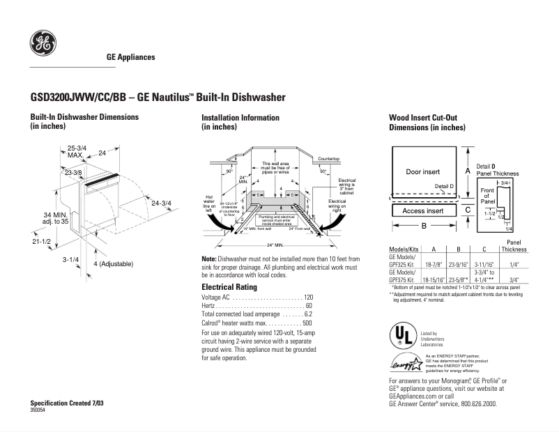 Imagen de la primera página del manual del dispositivo Nautilus GSD3200JCC