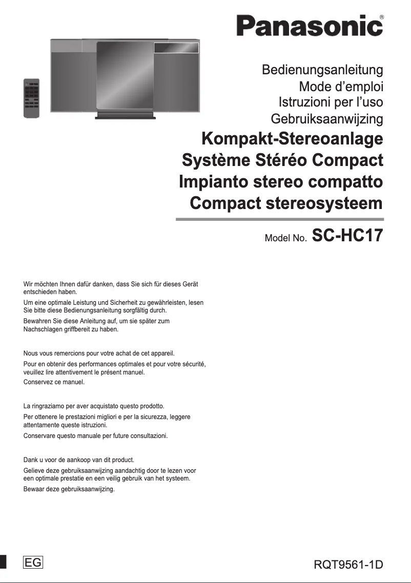 Page n°1 - Manuel utilisateur Panasonic SC-HC17