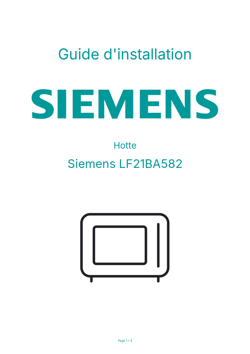 Page n°1 - Guide d'installation Siemens LF21BA582
