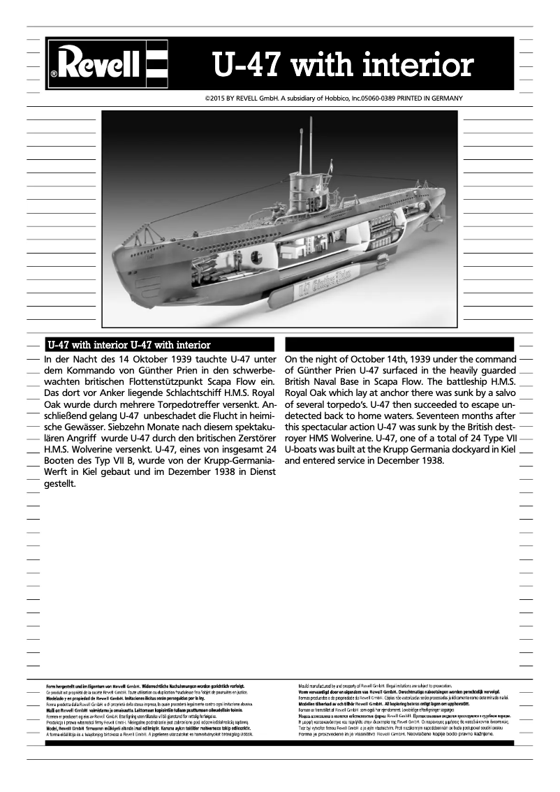 Page 1 de la notice Manuel utilisateur Revell U-47