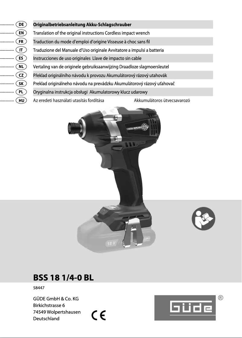 Image de la première page du manuel de l'appareil BSS 18 1/4-0