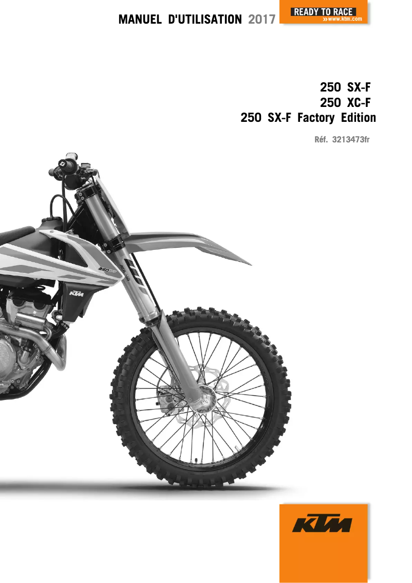 Image de la première page du manuel de l'appareil 250 SX-F (2017)