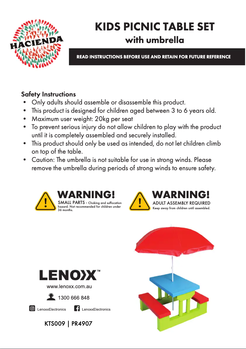 Página 1 del manual Manual de usuario Hacienda KTS009