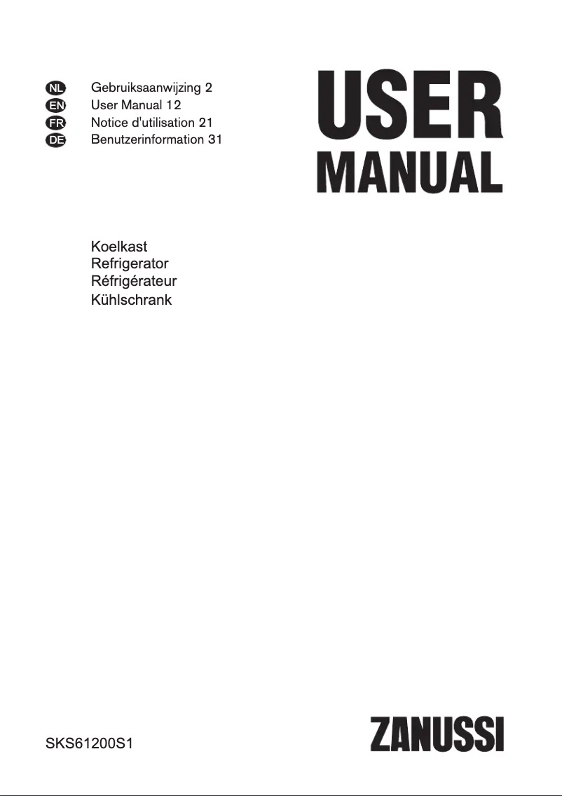 Page n°1 - Manuel utilisateur Zanussi ZBA23022SA