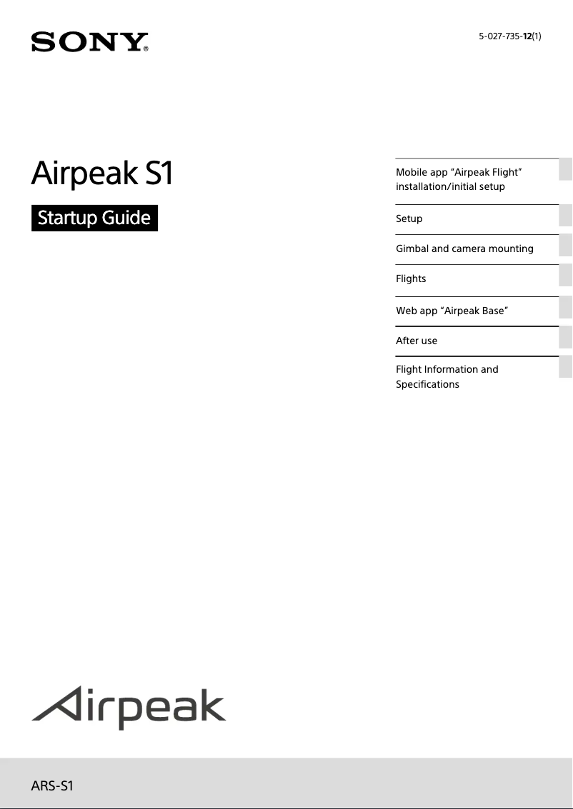 Image de la première page du manuel de l'appareil Airpeak S1