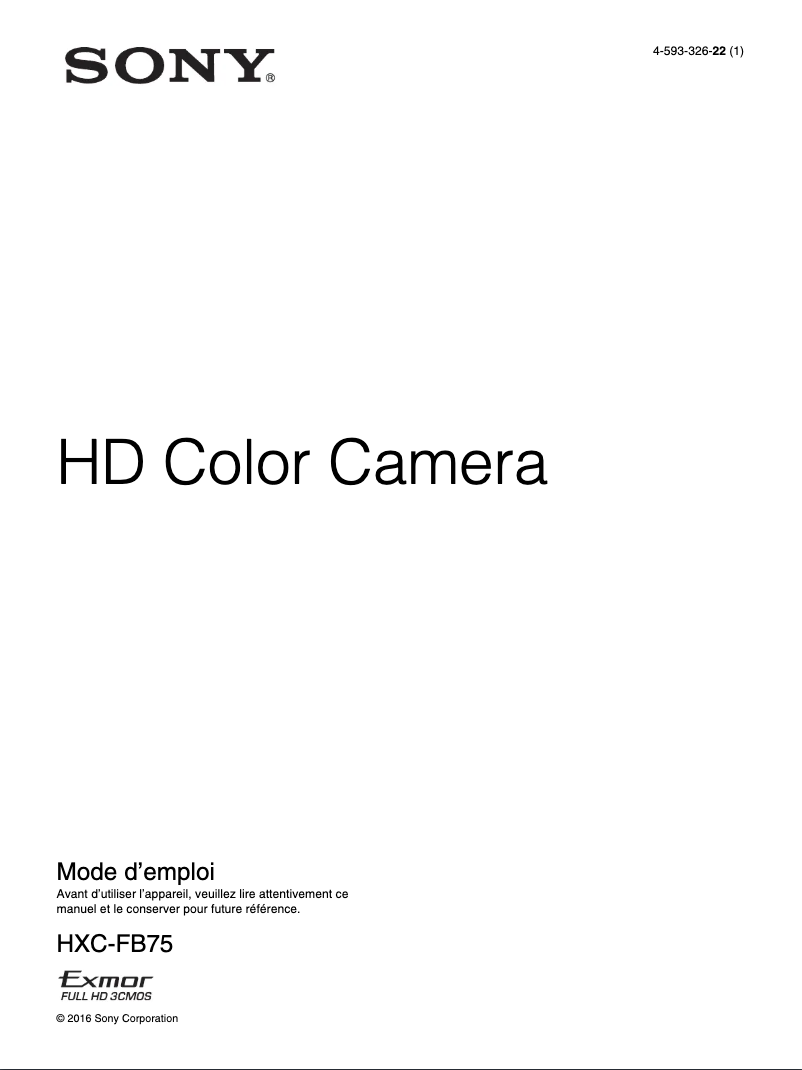 Image de la première page du manuel de l'appareil HXC-FB75H