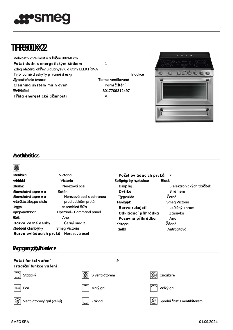 Page n°1 - Fiche technique Smeg TR90IX2