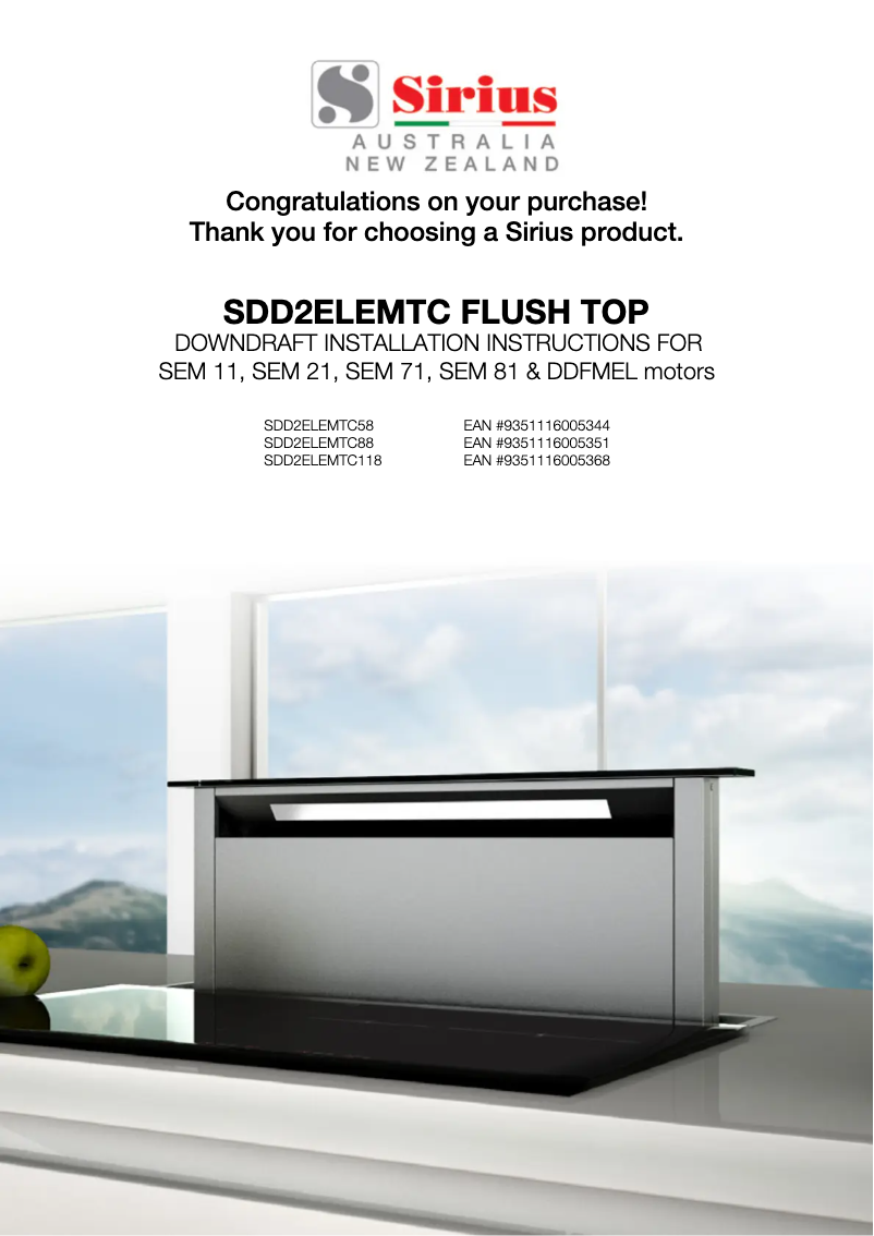 Page 1 de la notice Guide d'installation Sirius SDD2ELEMTC88