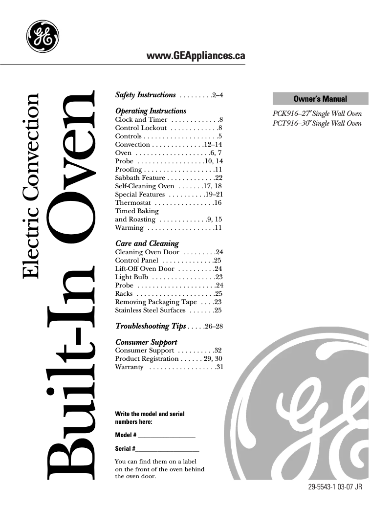 Page 1 de la notice Manuel utilisateur GE PCK916BMBB