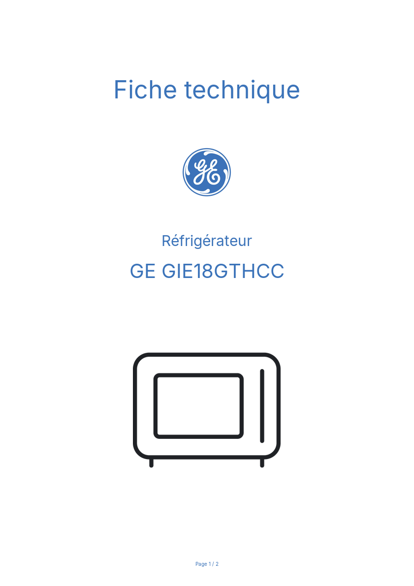 Image de la première page du manuel de l'appareil GIE18GTHCC