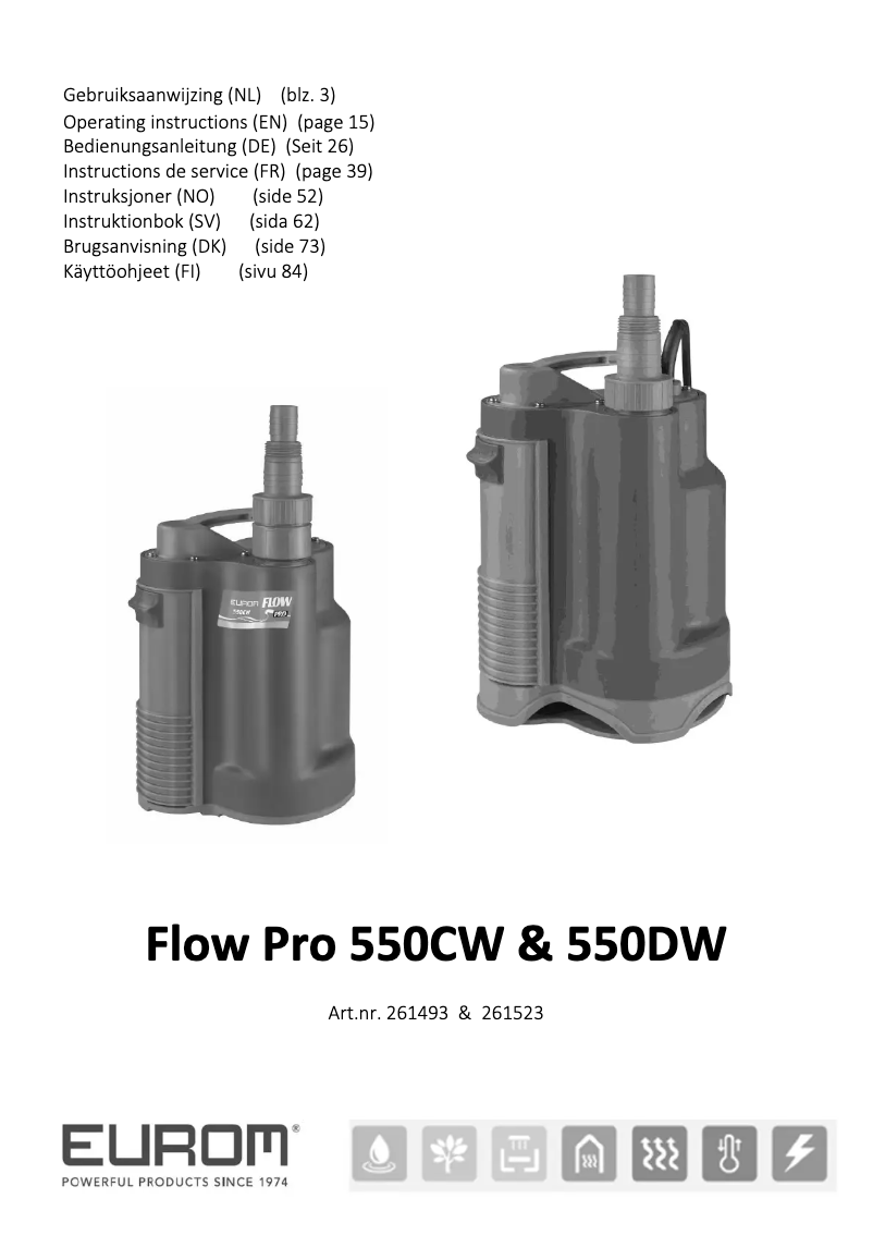 Page n°1 - Manuel utilisateur Eurom Flow Pro 550CW