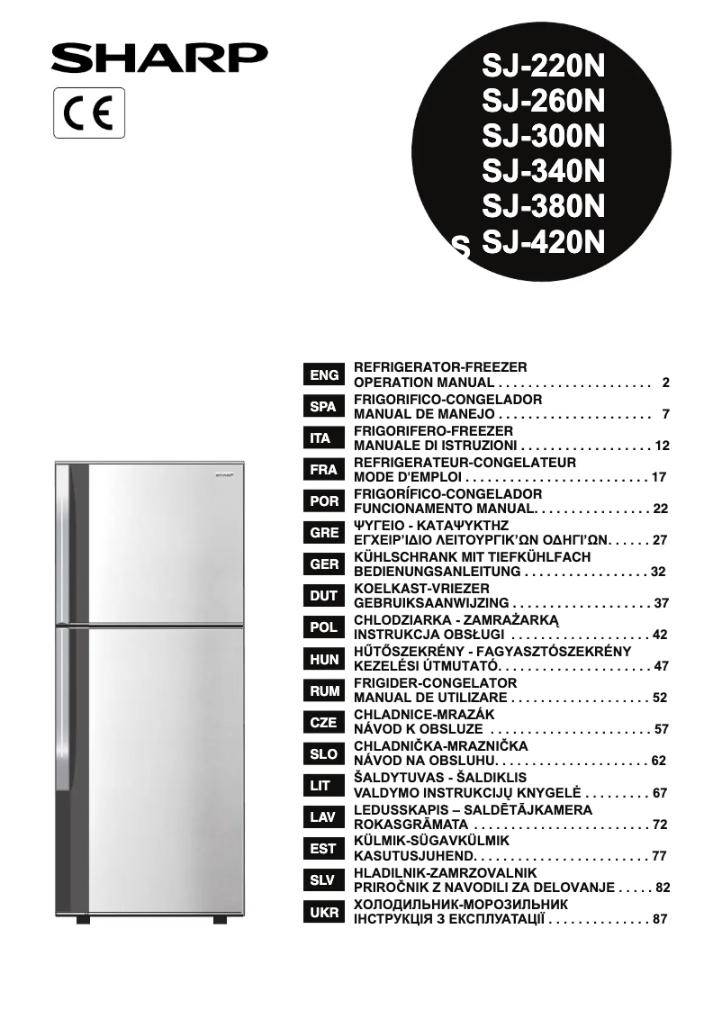 Page 1 de la notice Manuel utilisateur Sharp SJ-420SSL