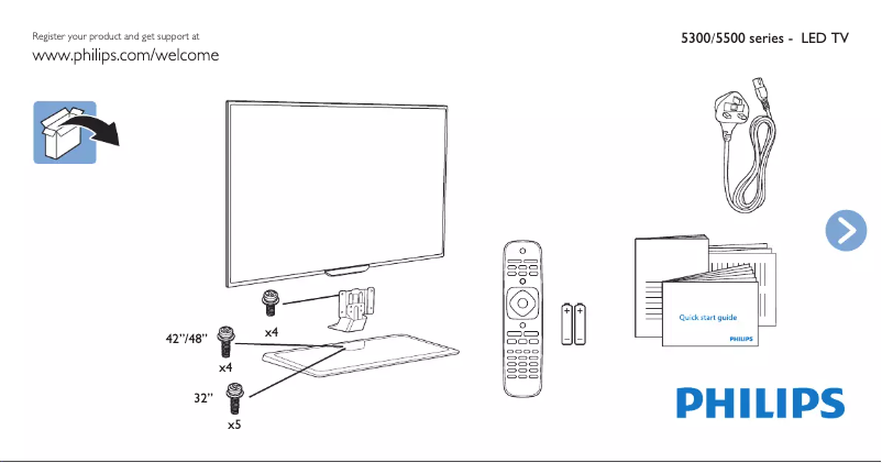 Page 1 de la notice Guide de démarrage rapide Philips 48PFD5519