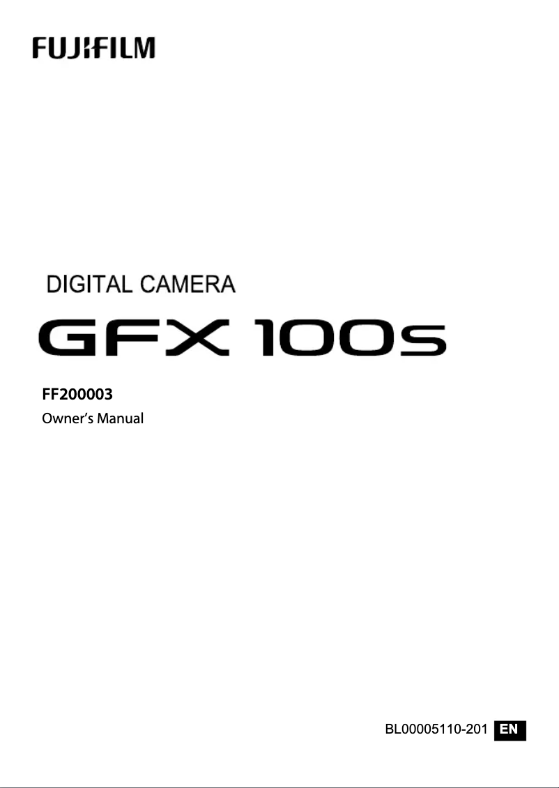 Image de la première page du manuel de l'appareil GFX 100S