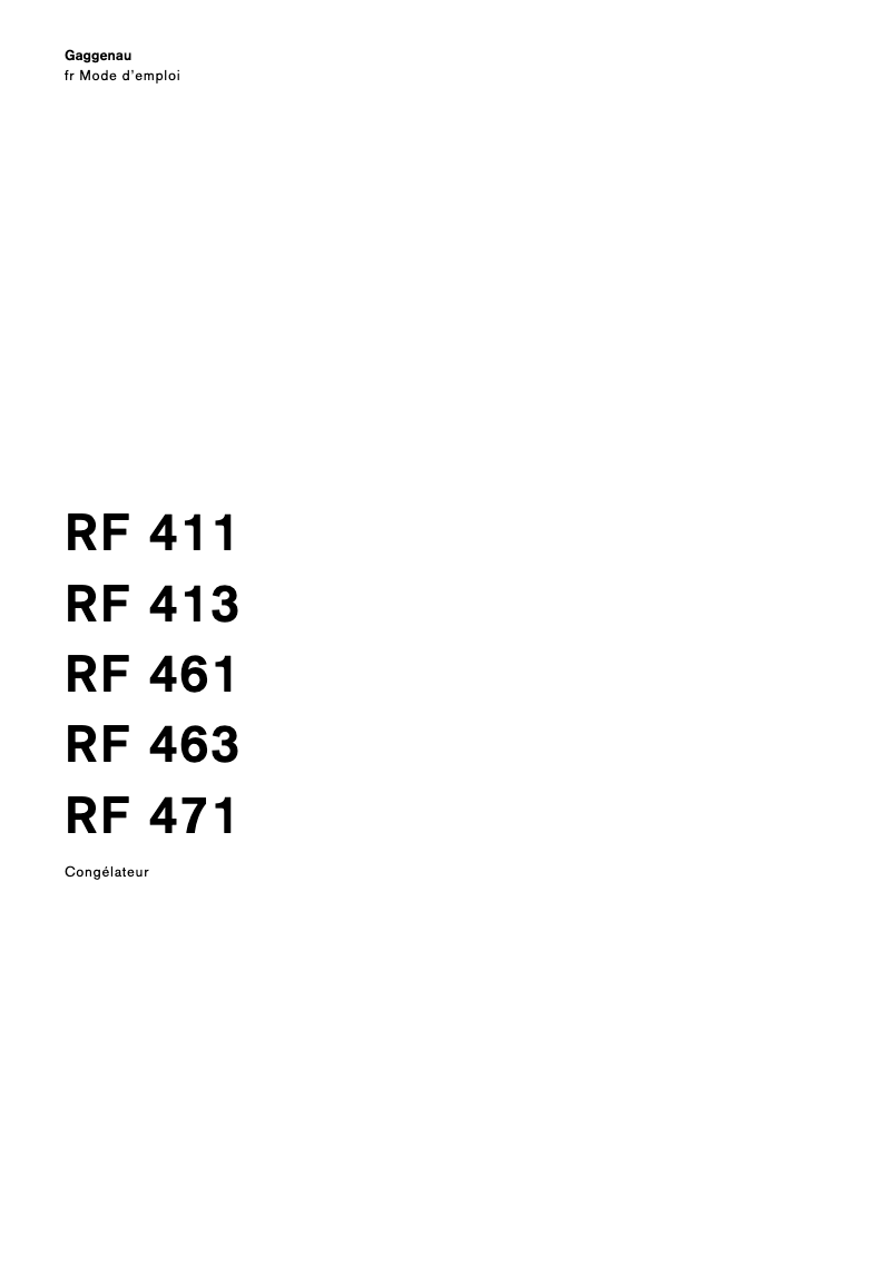 Page 1 de la notice Manuel utilisateur Gaggenau RF413301