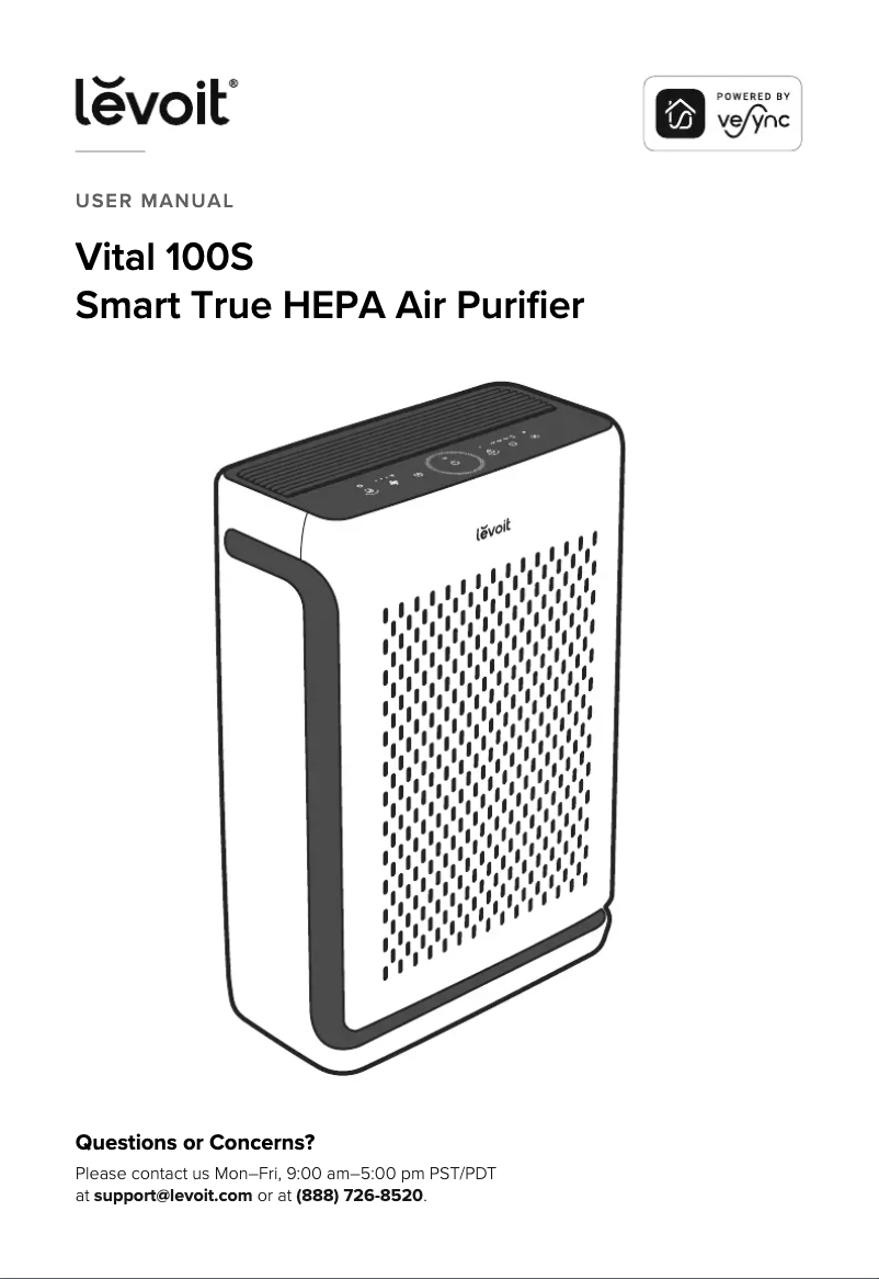 Page n°1 - Manuel utilisateur Levoit Vital 100S LAP-V102S-WUS