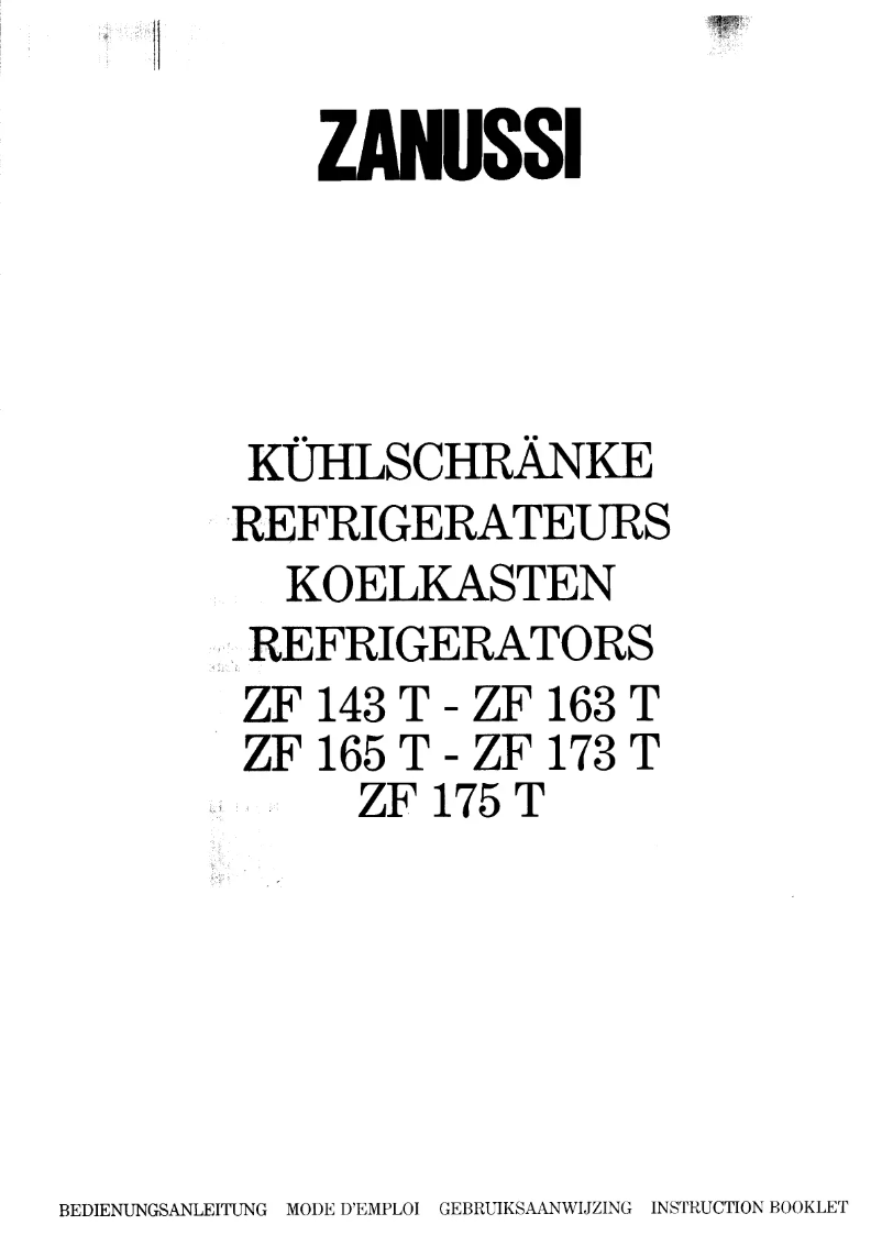 Page 1 de la notice Manuel utilisateur Zanussi ZF163T