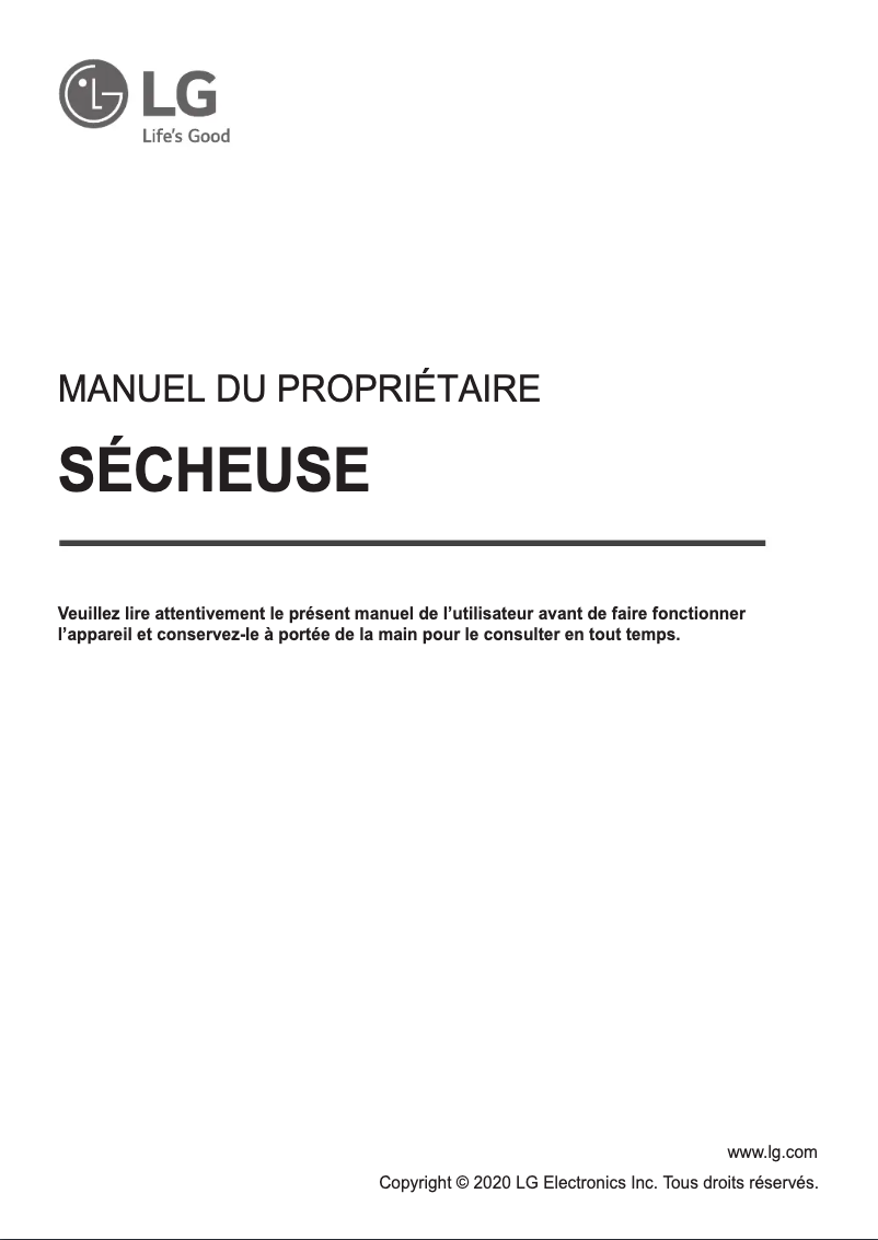 Page 1 de la notice Manuel utilisateur LG DLE3450W