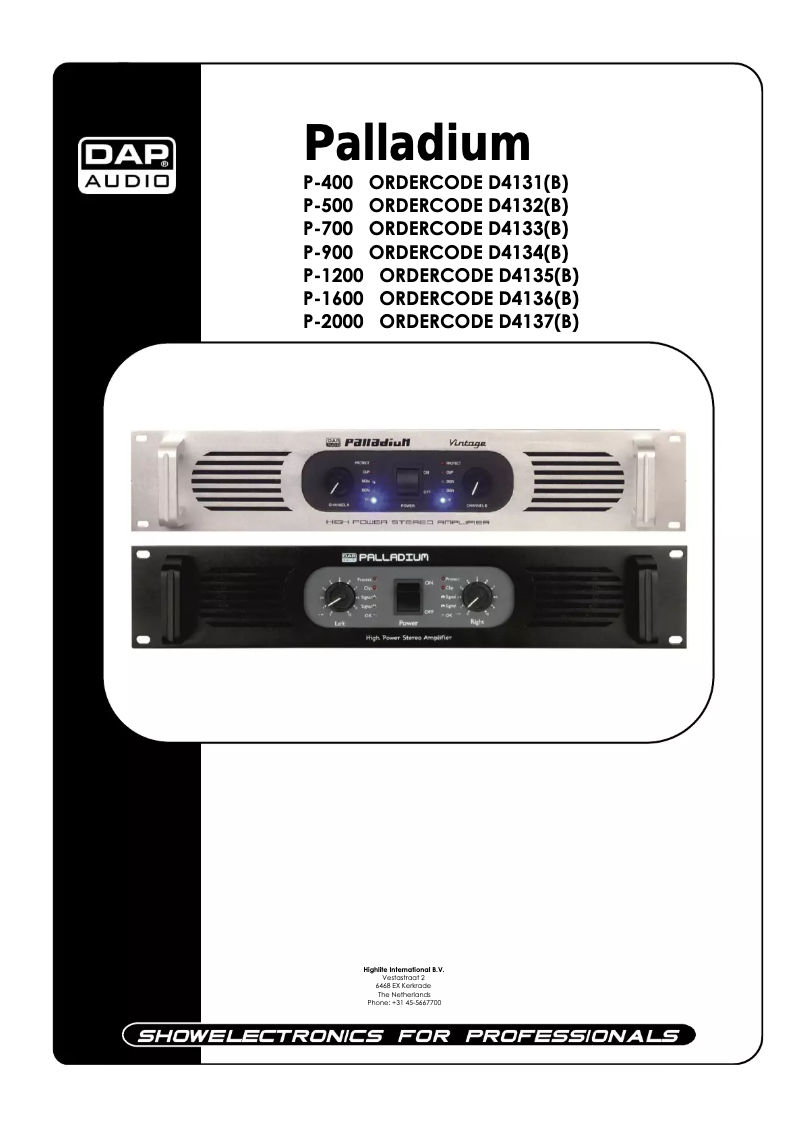 Page n°1 - Manuel utilisateur DAP-Audio P-1600