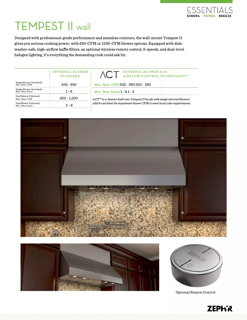 Page 1 de la notice Fiche technique Zephyr AK7536BS