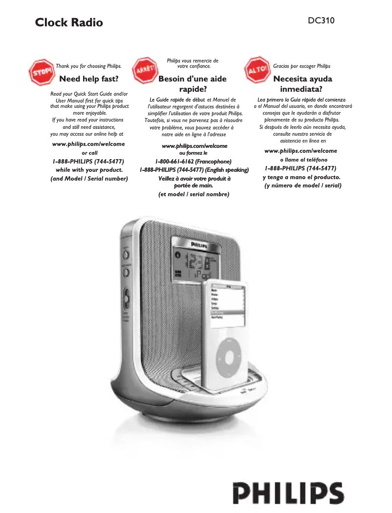 Page 1 de la notice Manuel utilisateur Philips DC310V
