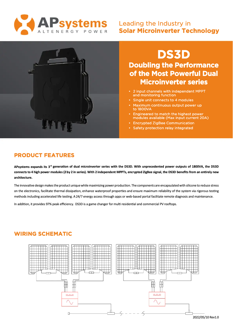 Page 1 de la notice Fiche technique APsystems DS3D
