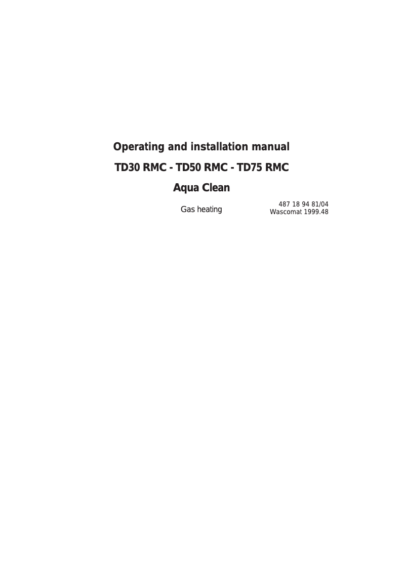 Image de la première page du manuel de l'appareil TD30 RMC