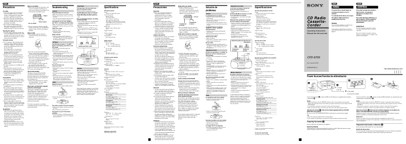 Page 1 de la notice Manuel utilisateur Sony CFD-S700