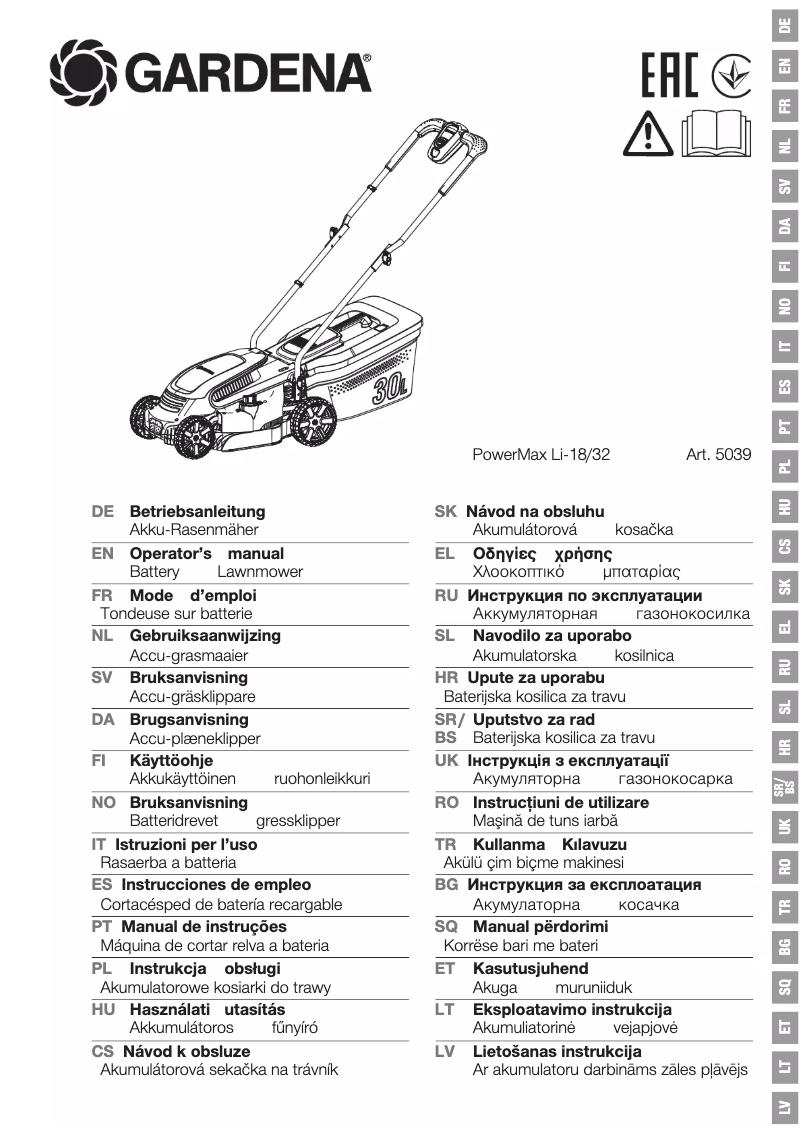 Page n°1 - Manuel utilisateur Gardena PowerMax Li-18/32