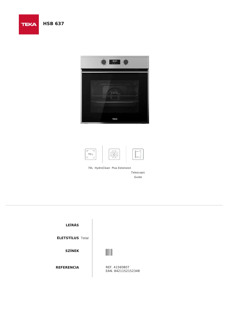 Page n°1 - Manuel utilisateur Teka HSB 637